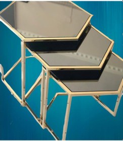 Resim Zigon Zlf 3Lü C Model Metal Çelik Rose Renk Kaplama Mdf Siyah Mer (429079270) 