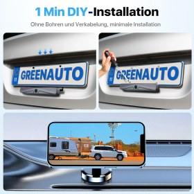 Resim Greenauto Solar Wifi Geri Sürüş Kamerası, Hd 1080P, 160° Geniş Açı, IP69K Su Geçirmez 