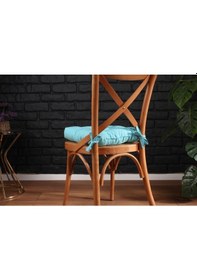 Resim Altınpamuk Altınpamuk Lüx Pofidik Turkuaz Sandalye Minderi Özel Lüx Dikişli 