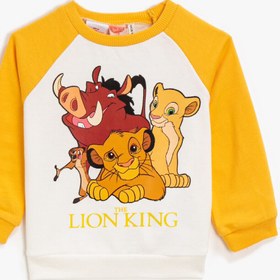 Resim Erkek Bebek Aslan Kral Lisanslı Baskılı Bisiklet Yaka Pamuklu Sweatshirt 