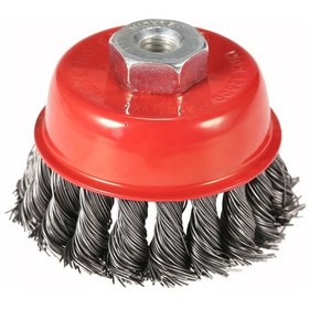 Resim Tenfowee Kırmızı Tellerli 3 İnç Burgu Kupa Fırçası - Metal Pas Ve Zımba Temizliği, Boya Ve Köpük Giderimi 