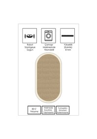 Resim West Home Makinede Yıkanabilir Kaymaz Taban Leke Tutmaz Oval Yolluk Ev Dekorasyonu İçin Hasırlı Kesme Yolluk 455 Beige Oval Yolluk 