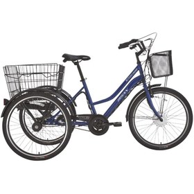 Resim Bisan E-Porter Üç Tekerli Elektrikli Bisiklet 44CM V 24 Jant Nex.3 Vites Lacivert Beyaz 