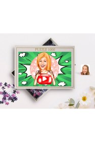 Resim Bk Gift Kişiye Özel Kadın Youtuber Karikatürlü 1000 Parça Profesyonel Puzzle-1 