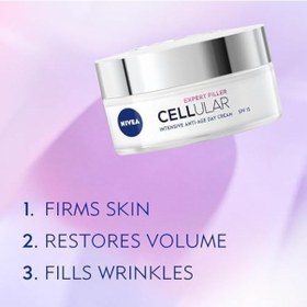Resim Cellular Expert Filler Yoğun Yaşlanma Karşıtı Gündüz Bakım Yüz Kremi 50 Ml, Hyaluronik Asit Ve Folik Asit, Spf15 Güneş Koruması 3 Paketi 