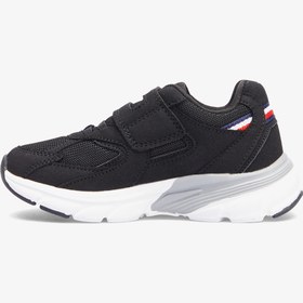 Resim Tommy Hilfiger Flag Low Cut Lace-Up Velcro Bebek Siyah Spor Ayakkabı 