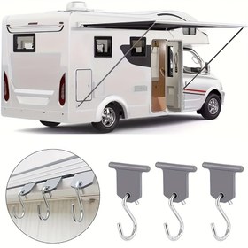 Resim 12/16 adet Rv Çatı Çekmece Işıklar için Kamp Çatı Aksesuarı Askılar S Şekilli Çekmece Seti Rv Parti Işıkları Askıları Kamp Çadırı İç ve Dış Malzemeleri RV Çatı Aksesuarları 