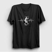 Resim Presmono Unisex Siyah Heartbeat Spor Tennis Tenis T-shirt 334380tt 