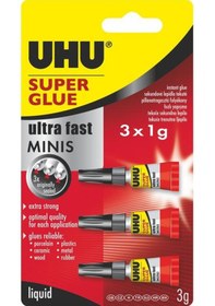 Resim Uhu Super Glue 3'lü Mini Japon Yapıştırıcı 1 G x 3 Adet 