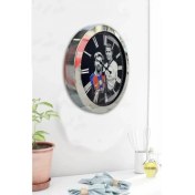 Resim Bahat Krom Çerçeveli Salon Ofis Duvar Saati 36 cm 
