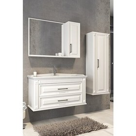 Resim Moskova 100 cm Banyo Dolabı-Beyaz(Boy Dolap Dahil ) 