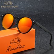 Resim RENEKTEN Yuvarlak Moda Gözlük - Koruma, PC Çerçeve ve Lens, Balıkçılık ve Sürüş için İdeal, Şık Turuncu Kılıf Dahil 