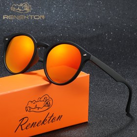 Resim RENEKTEN Yuvarlak Moda Gözlük - Koruma, PC Çerçeve ve Lens, Balıkçılık ve Sürüş için İdeal, Şık Turuncu Kılıf Dahil 