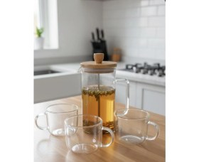 Resim Skygo Bambu French Press 1000 cc Bitki Çayı Flitre Kahve 