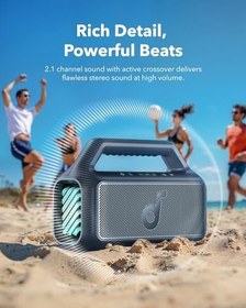 Resim Soundcore by Anker Boom 2 Bluetooth Hoparlör, 24 Saat Çalışma Süresi, 80W, RGB, 2.1 Stereo, IPX7, BassUp 2.0, Özelleştirilebilir EQ, Mavi 