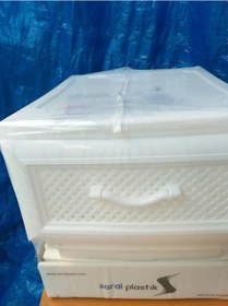 Resim Plastik Delikli Beyaz Komidin Çekmeceli Sebzelik 