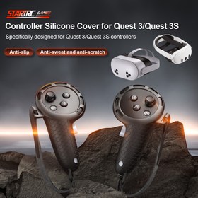 Resim Meta Quest 3S gözlük kontrol cihazı tutma kolu koruyucusu için, ayarlanabilir kaymaz VR el kayışı ile silikon koruyucu aksesuar, Oculus Quest 3 ile uyumlu 
