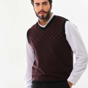 Resim Pelikan Erkek Çizgili V Yaka Süveter 9606 Bordo 