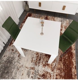 Resim Pasific Home Single Mutfak Yemek Masası, 90x90 cm, Kare, Parlak Beyaz 
