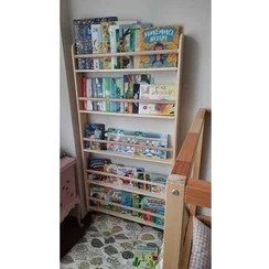 Resim Mrt Ahşap Montessori Kitaplık Geniş Model Yuvarlak Çıtalı 5 Katlı 