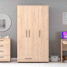 Resim Adore Mobilya Trendline 3 Kapaklı Tek Çekmeceli Gardırop - Florida Meşe 103x187x52 CM 
