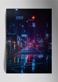 Resim Metal Baskı Parlak Duvar Sanat Tablosu - Neon Street 