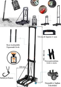 Resim Express Reyon Katlanır Taşıma Arabası Ergonomik Tasarım Yük Koli Kargo Malzeme Taşıma El Arabası 