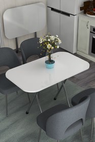 Resim Mimilos Soil 60 X 90cm Katlanabilir Masa Katlanır Balkon Yemek Ders Çalışma Masası - Beyaz 