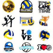 Resim 12 Adet Spor Voleybol Ayakkabı Süsleri Crocs İçin Gençler Erkekler Kadınlar Erkek ve Kızlar İçin, Sandaletler Bileklikler veya Bilezikler Aksesuarları Parti İyilik Doğum Günü Hediyeleri İçin Voleybol Ayakkabı Pimleri 
