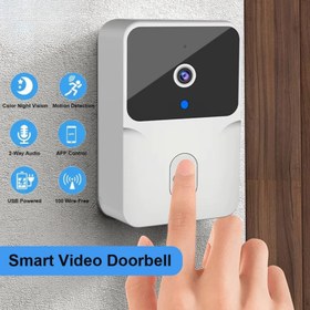 Resim Beyaz Kameralı Akıllı Kapı Zili Kamera Sistemli Mini Doorbell Görüntülü Kapı Zili Hareket Sensörlü Gece Görüşlü Ev Ofis Güvenlik Şarjlı Kapı Zili 