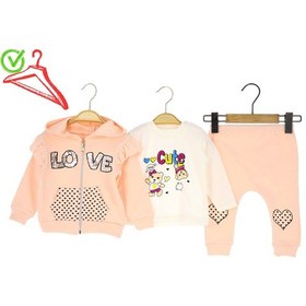 Resim Kız Bebek Takım Hırkalı Üç Parçalı SOMON 