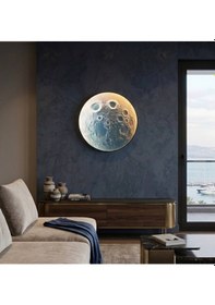 Resim Ay Tasarımlı 3d Efektli Plafonyer Tavan Avizesi - 48 Watt 3 Renk Yanar Led Lambader Kabartmasız Düz Yüzey Beyaz 