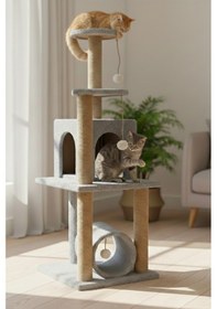 Resim Missidea T06 Kedi Oyun Evi Kedi Tırmalama Ve Oyun Evi Gri 
