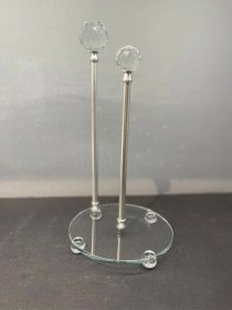 Resim Dekoratif Kristal Cam-metal İkili Havluluk Gümüş 