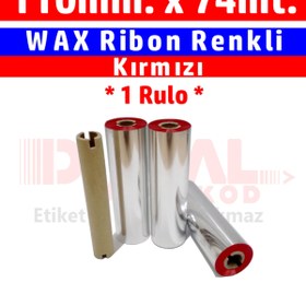 Resim DİJİTAL BARKOD Renkli Ribon (kırmızı) Wax 110x74 Mt Wax Çiçekçi Ribonu / 1 Rulo 