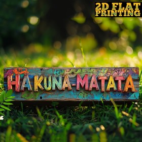 Resim 2D Düz - Vintage "Hakuna-Matata" Metal Levha - 10.16x40.64cm Renkli Karikatür Tasarımı, Duvara Montajlı Ev, Kafe, Garaj, Restoran İçin - Elektrik Gerektirmez, Noel, Cadılar Bayramı, Şükran Günü, 2D Düz Baskı, Kafe Dekorasyonu İçin Mükemmel | Vintage Karikatür Levha | Dayanıklı Metal Levha, Cadılar Bayramı Süsleri 