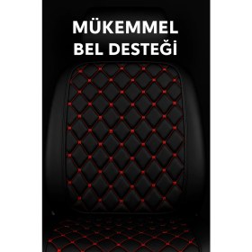 Resim Renault Clio 4 Sport Tourer 2013 ve Sonrası Uyumlu 7 Parça Kapitone Araba Koltuk Kumaş Kumaş Siyah Kırmızı - Kaymaz | Trobus 