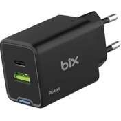 Resim Bix Bx2p46g 45w Gan Usb-c Usb-a Şarj Aleti Iphone Ipad Pps Pd Type-c Hızlı Şarj Cihazı Siyah 