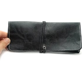 Resim Retro Deri Güneş Gözlüğü Kasası El Yapımı Yumuşak Gözlük Koruyucu Çantası (Siyah) 