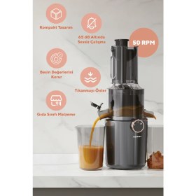 Resim Kumtel Yavaş Sıkım Katı Meyve Sıkacağı 750 ml Geri Dönüş Fonksiyonu ile Tıkanmayı Önler 