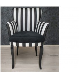 Resim Mert Concept Çay Seti Koltuk Kollu Tekli Berjer Zebra Desen Siyah Beyaz Salon Kafe Balkon Bahçe Otel Ofis 