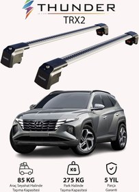 Resim Hyundaı Tucson 2022-sonrası Trx2 Thunder Carrier Kilitli Ara Atkı Taşıyıcı Tavan Barı Gri 