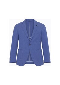 Resim Plus Scorpion Erkek Slim Fit Blazer Ceket Tek Düğmeli Çift Yırtmaçlı Torba Cepli Yarım Astarlı Saks 