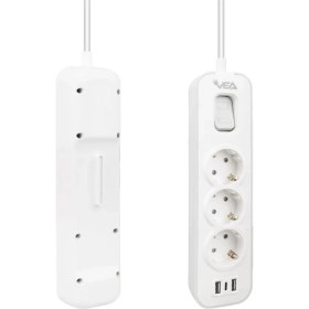 Resim VNDB55 VE-NOVA103U A Class 3lü 2 Usbli Anahtarli 1.5 Metre Akim Korumali Grup Priz (Made In Mal 