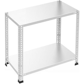 Resim Raf Burada 2 Katlı Galvaniz Çelik Raf - Depo, Arşiv, Kiler, Dosya, Market Rafı-59x75 cm-50 cm-1.50 mm 