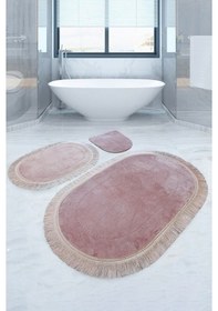 Resim Bonny Home Pera Pudra 3'lü Banyo Paspası Seti Kaymaz Tabanlı Saça Pudra 