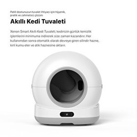 Resim Xenon Smart Akıllı Kamerasız Kedi Tuvaleti Çelik Kase 5 LT Mama Kabı Bataryalı Su Pınarı ve Filtre 4'lü Pet Seti 