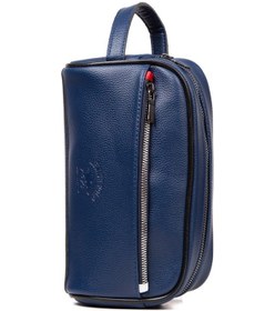 Resim Newish Polo Erkek Deri Portföy Clutch Traş Kozmetik Bakım Ve Günlük El Çantası 14x24cm New171 - Lacivert 