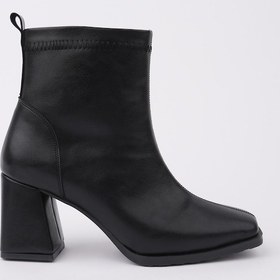 Resim Muggo Lucie Küt Burun Kalın Topuklu Fermuarlı Kadın Bot Siyah 