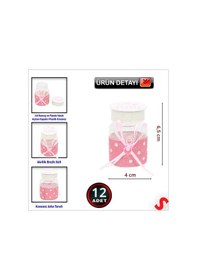 Resim Emzikli Plastik Kavanoz, 6,5cm X 4cm X 12 Adet - Pembe Renkli Çok Renkli 